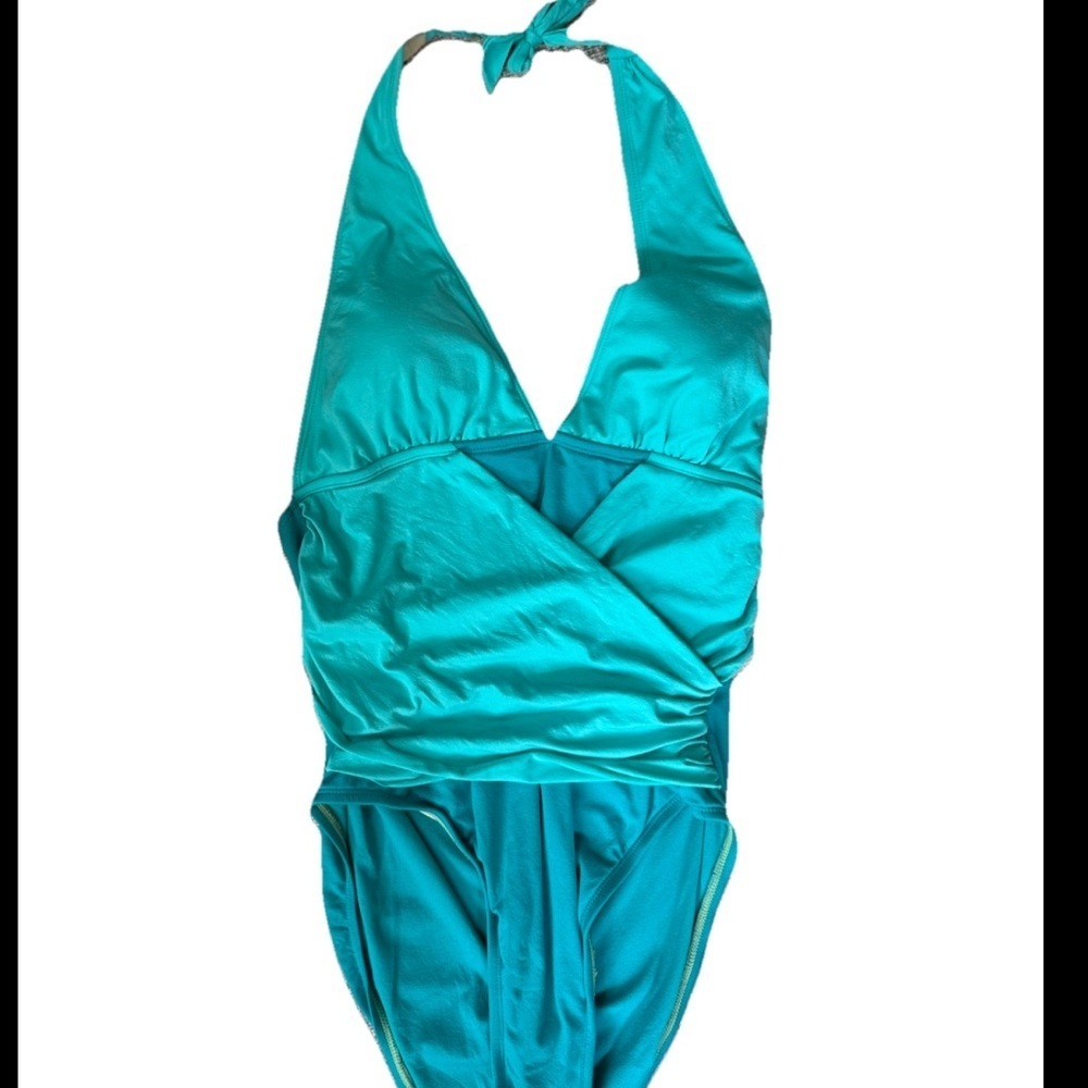 Women’s Marigo Teal Blue Halter One Piece Swim Suit Size 12